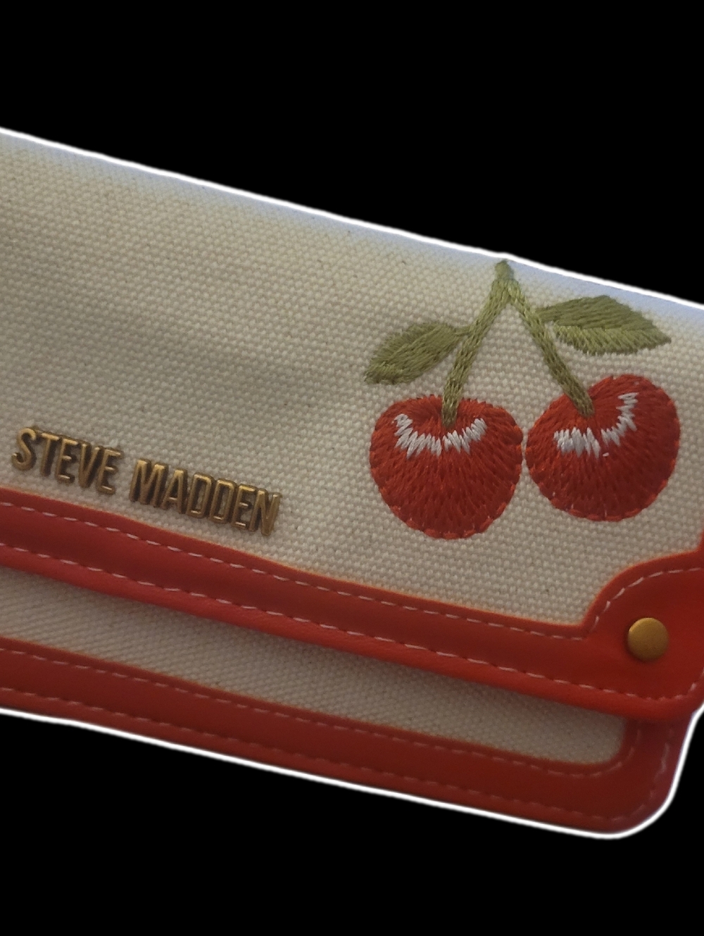 NEW Steve Madden White and Red W/ Cherries Wallet with Gold Logo